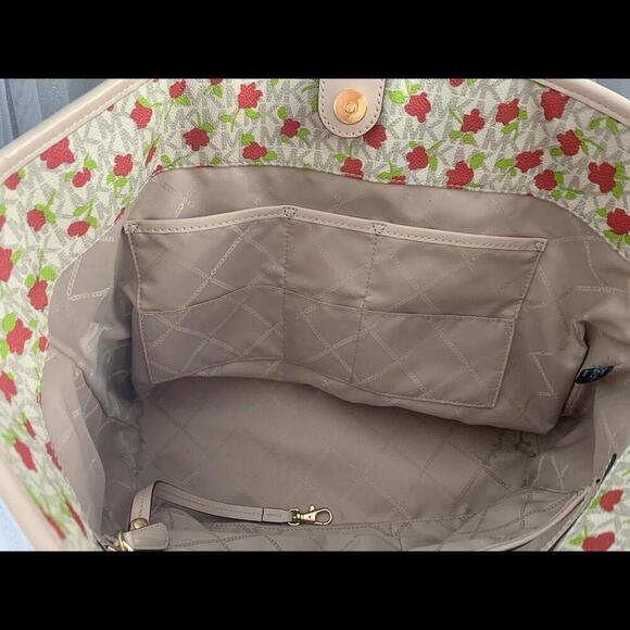 Michael Kors Carter MK Monogram Rose Floral Vanilla Large Tote Bag Purse AB-2012 - Picture 7 of 15